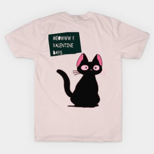 CAT BLACK PINK VALENTINE T-Shirt